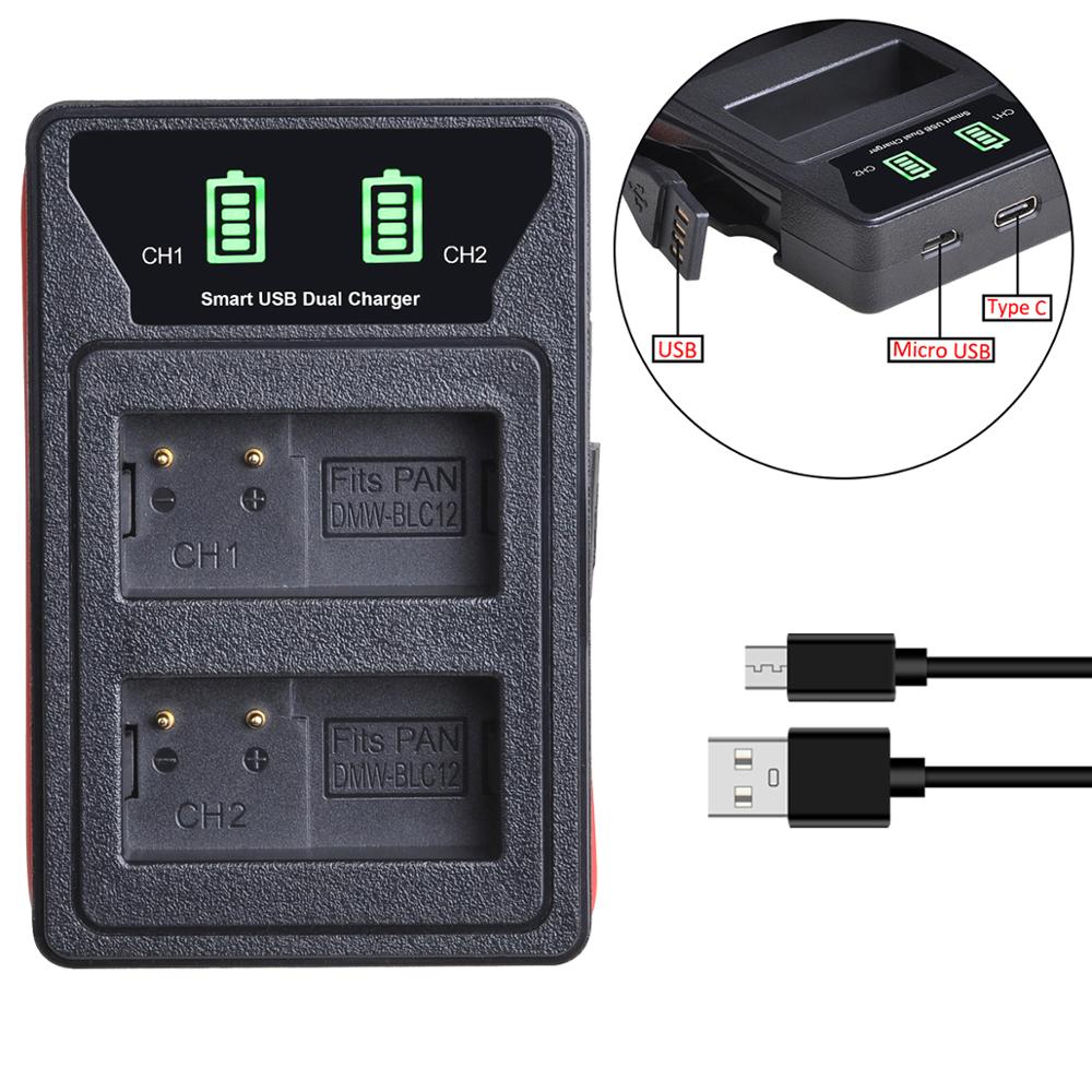 DMW-BLC12 DMW-BLC12E Dmw BLC12 Batterij Oplader Met Type-C En Micro Usb-poort Voor Panasonic GX8 FZ1000 FZ200 FZ300 g5 G6 G7 GH2