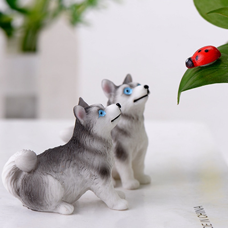 Diy avslappnad hund husky djurfigurer heminredning tillbehör älva trädgård bonsai harts miniatyrer jul