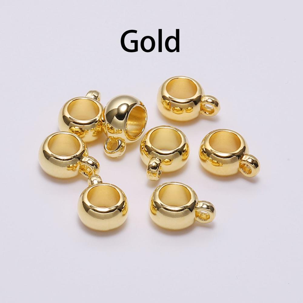 50 sztuk/partia wisiorek klip klamrami Bail haki CCB Big Hole paciorek Spacer luźne koraliki złącze do tworzenia biżuterii dostaw: Gold / 8mm x 50pcs