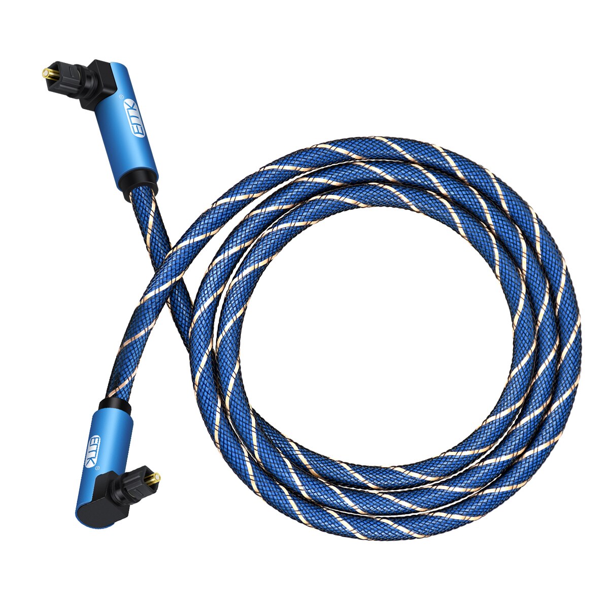 EMK Dual 90 Degree Optical Audio Cable Right Angle Digital Sound SPDIF Optical Toslink Cable with braided jacket: 2m
