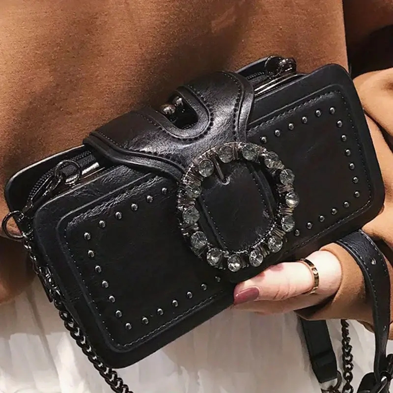 Luxe handtassen voor dames Luxe diamanten crossbodytassen Vintage vierkante tas Tote Casual PU lederen handtas Damestas