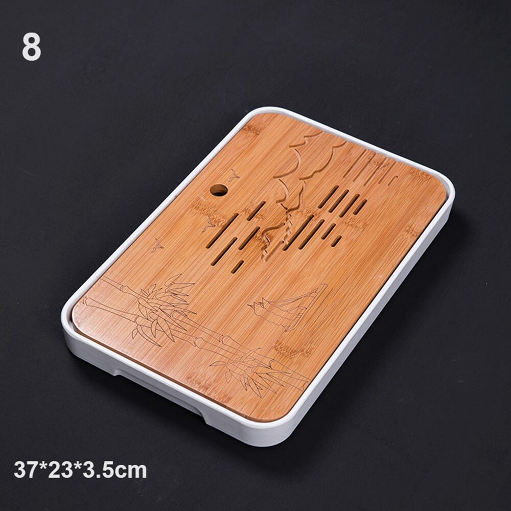 Chinese Style Bamboo Tea Trays Tea Serving Kung Fu Tea Trays Eco-Friendly Household Water Storage Trays Dry Bubble Table: 8