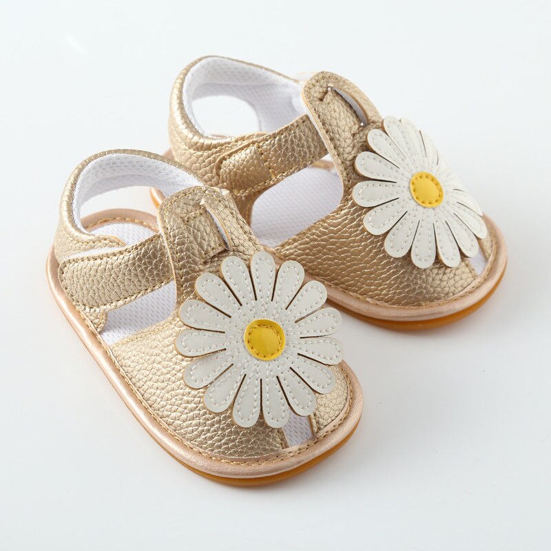 Princess Baby Infant Girl Soft Sole Crib Toddler Summer Anti-slip Sandals Shoes: Gold / 7-12 Months