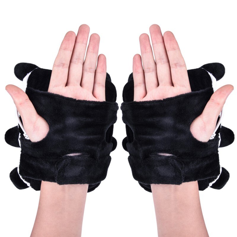USB Heated Gloves Electric Heating Hand Warmers Fingerless Cute Panda Shape Hand Warmer Winter Warm Gloves