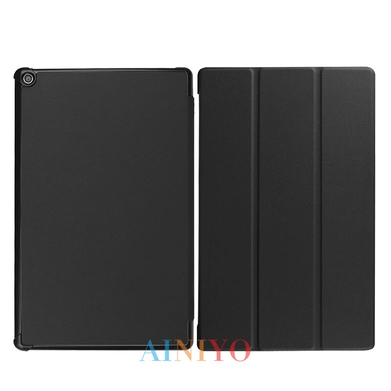 Pokrowiec na Amazon New Fire HD10 2019 pokrowiec na Tablet Funda na ogień HD 10 2017 pokrowiec Slim magnetyczny składany statyw Shell + film długopis stylus: black-MBZ