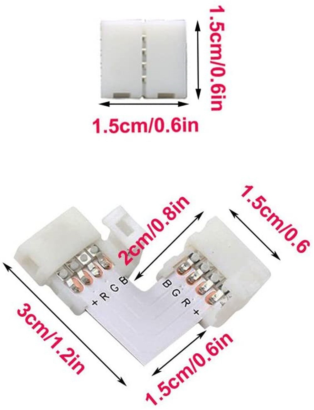 10Mm 4 Pin Soldeerloze Connectors L Vorm Led Strip Licht Connector Accessoires Voor Rgb Smd 5050 3528 2835 Rgb led Strip Verlichting
