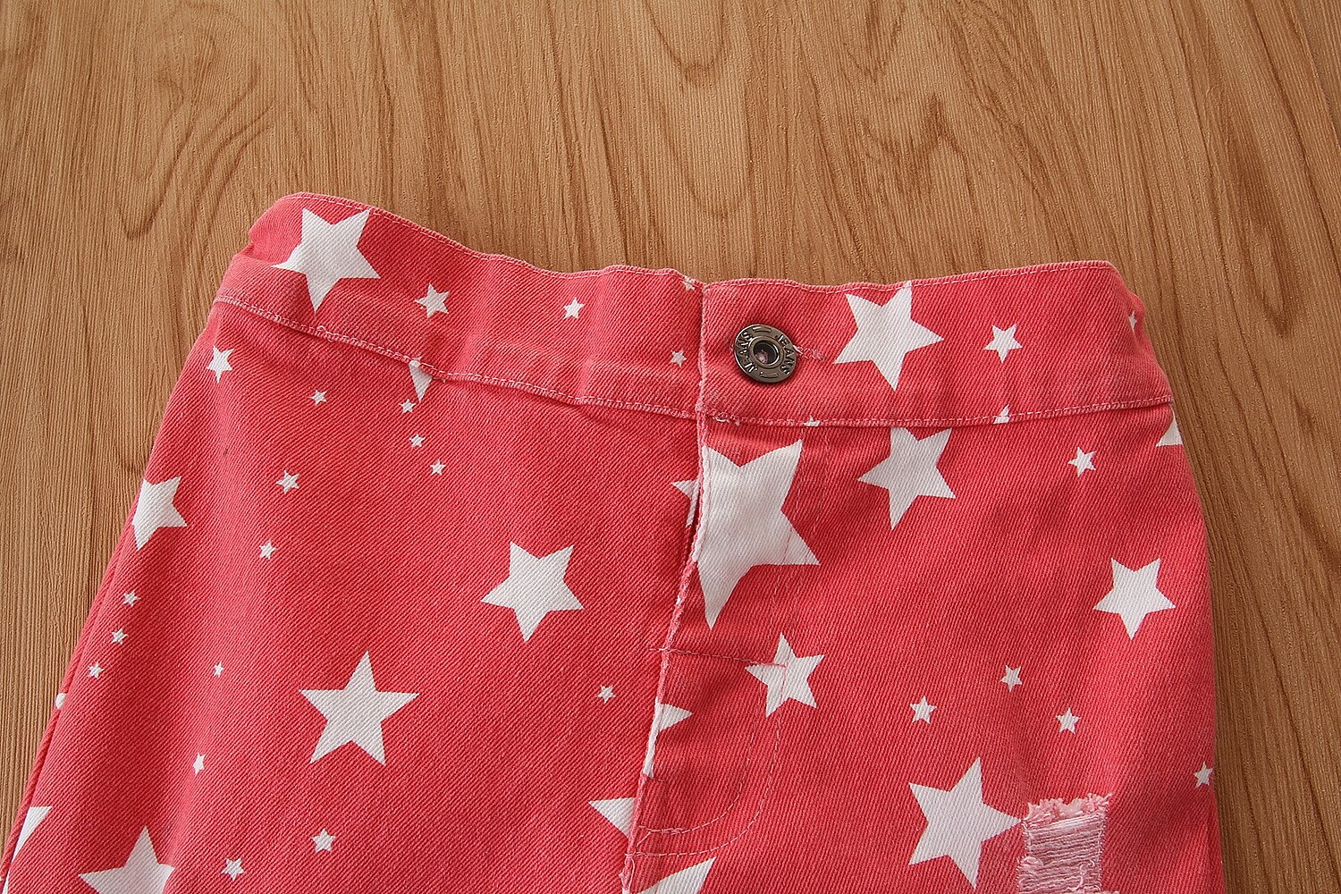 2-6Years Bambini Pantaloni Della Ragazza Ruffle Pantaloni Strappato Hole Tenere In Caldo Autunno Inverno A Vita Alta pantaloni a Gamba Larga Denim Star Stampato vestiti