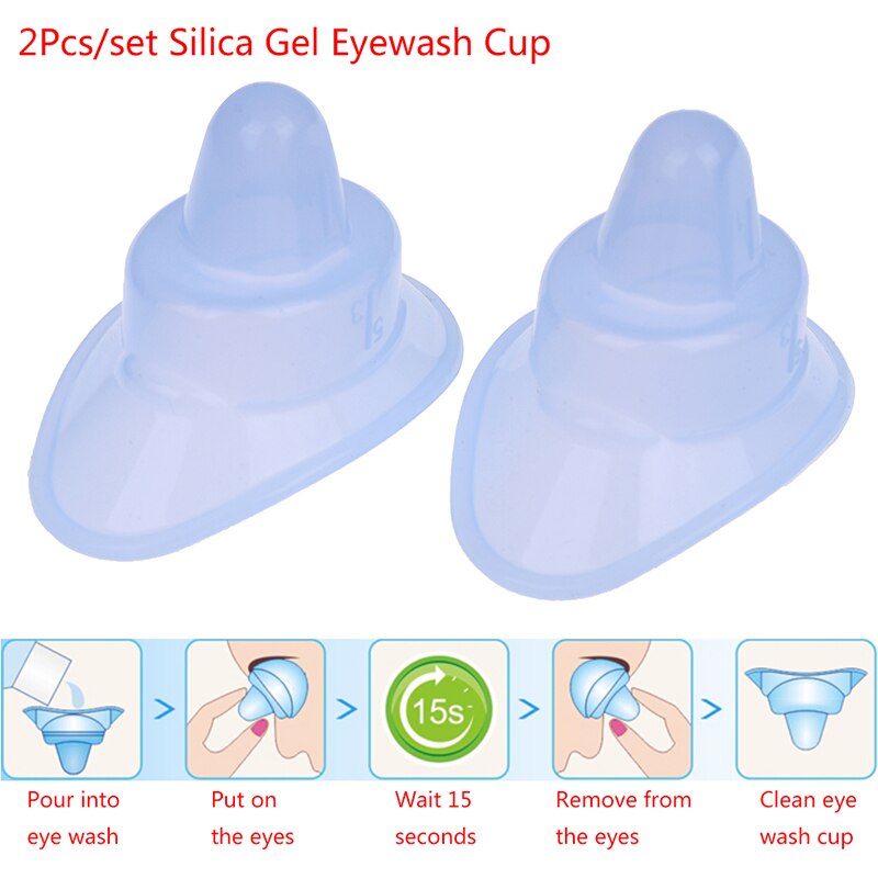 2Pcs Soft Silicone Reusable Eye Wash Cup Eyewash Container Eye Care Washing Cup