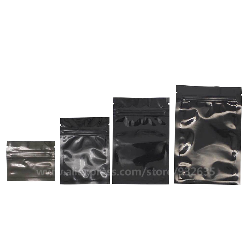 Sort farve pose sort zip lock poser genanvendelige lækagesikker lynlås plast lugtsikker pose 100 stk.