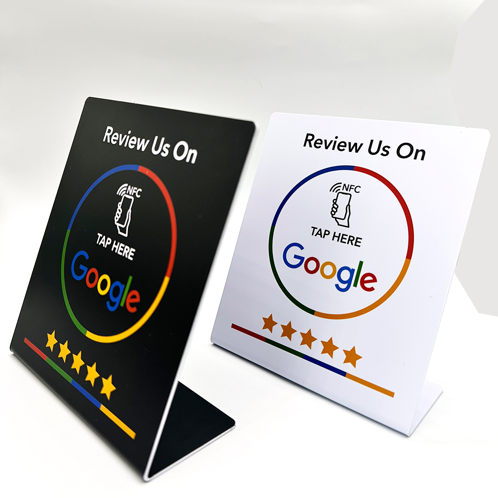 NFC Google Review NFC-Ständer Display Tischdisplay 13,56 MHz NFC-Tap-Kartenständer Reivew us on Google NT/AG215 504Bytes NFC-Ständer
