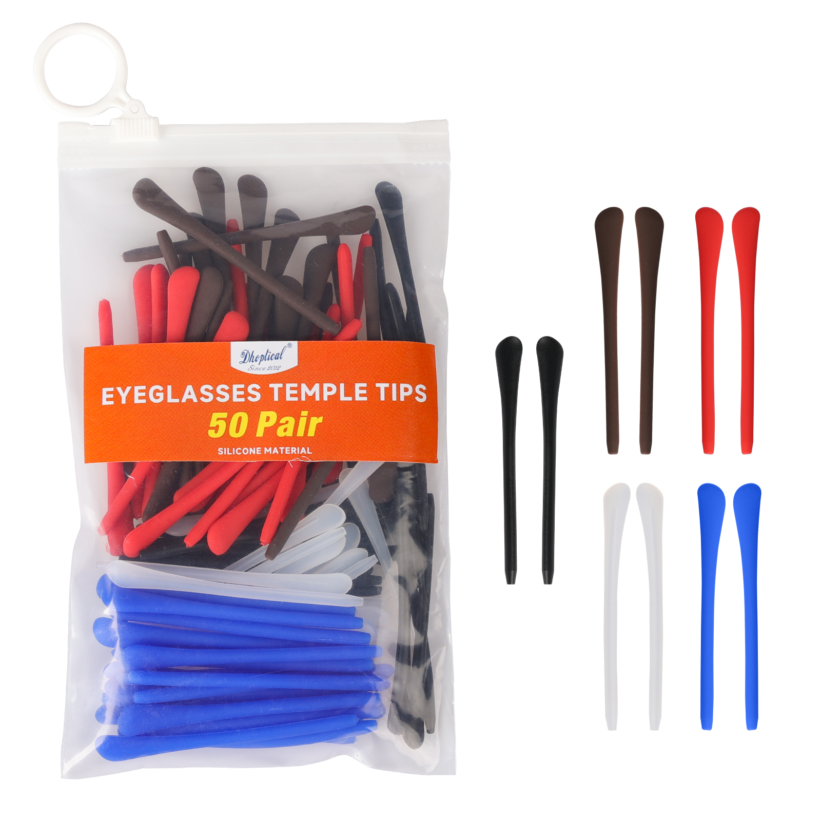 (50 pares) Puntas para patillas de anteojos Material de silicona Empuñaduras suaves para las orejas Agujero redondo de 5 colores para tienda de gafas y Hospital ocular: Multicolor