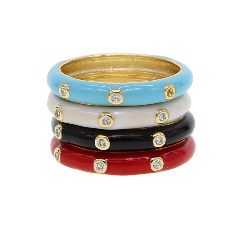 4 färger harts parringar för kvinnor män smycken pave tiny cz personlighet tjejer statement ring smycken