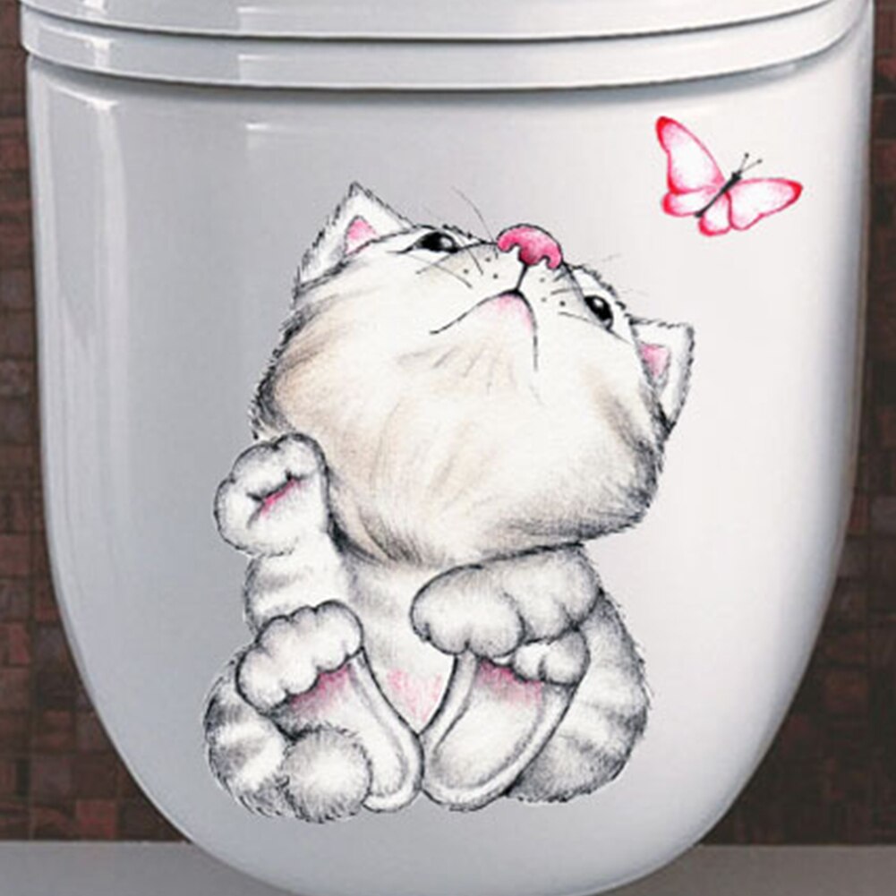 Kast Kleurrijke Wc Sticker Voor Kinderkamer Muur Stickers Art Lijm Muurschildering Katten Badkamer Leuke Diy Cartoon Dier Home Decor