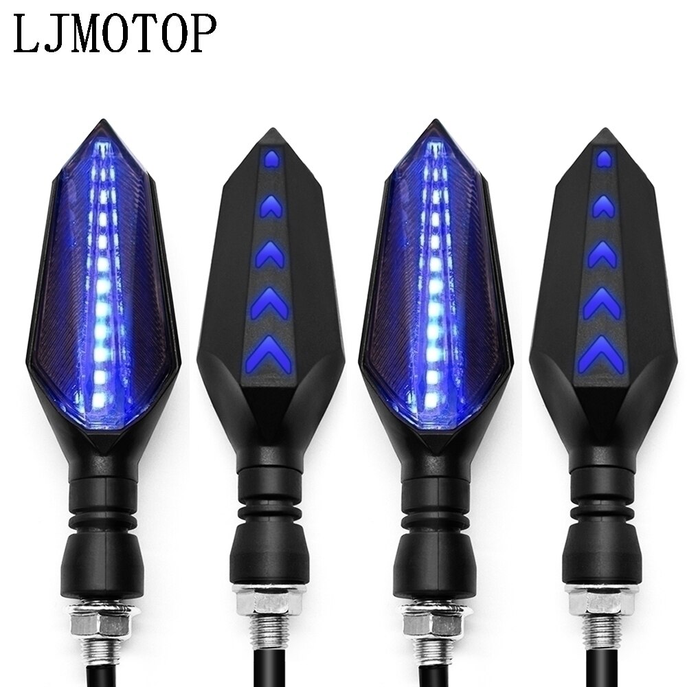 Universele Motorfiets Richtingaanwijzer Led Verlichting Indicatoren Signaal Licht Voor Kawasaki Versys 1000 Z1000 ZX10R ZX12R ZX6R Z650 Z900: 2 pairs blue-blue