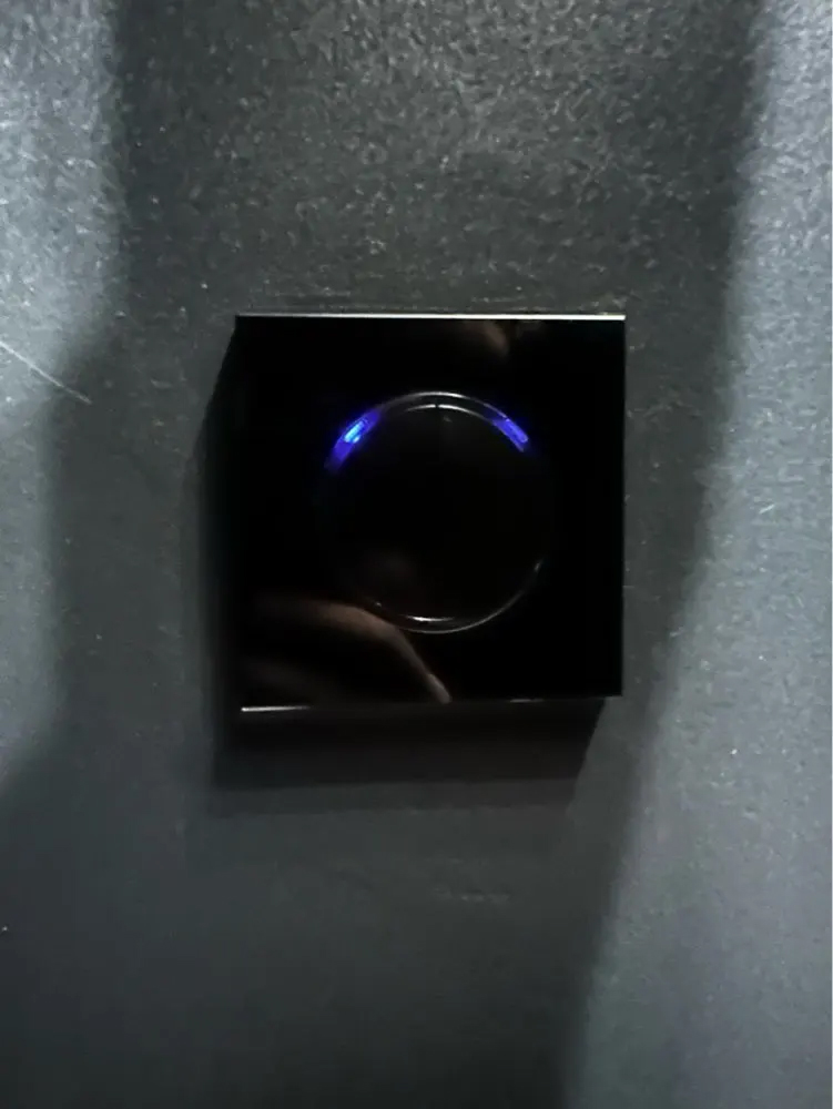 Black Glass Crystal Panel Wall Light Switch Round Button Circle LED Ring 1 to 4 Gang Fan Speed Dimmer 45A Double Pole Switch