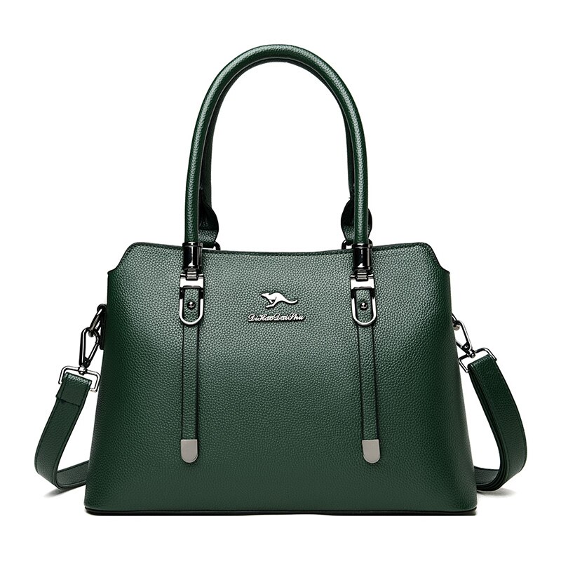 Bolso de piel sintética de gran capacidad para mujer, bolso Casual de , de Color sólido,: Green