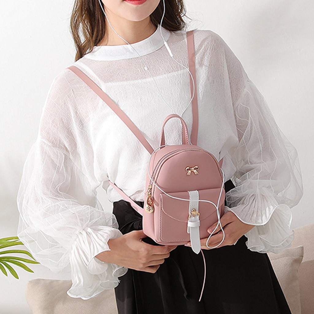 Mini sac à dos sac à bandoulière en cuir synthétique polyuréthane pour femmes pour adolescentes multi-fonction sac à dos femme dames école sac à dos mochila # T1P