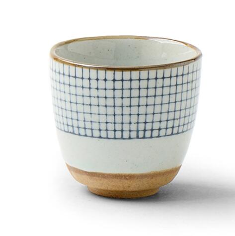 Ceramic soup cup coarse pottery hand painted lattice pattern teacup originality Coffee cup wine cups: C about 100ml