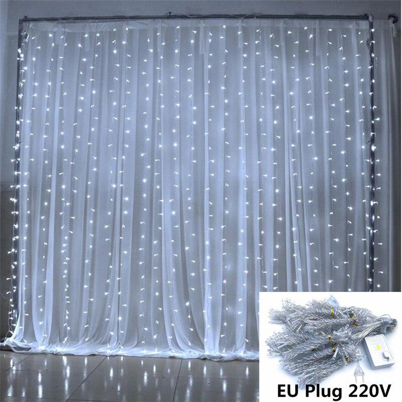 Led String Lights Icicle Waterfall Garland Fairy Lights String Curtain Lights Christmas Lights Indoor Led Garland for Decoration: Icicle Cool White / 3M x 1M