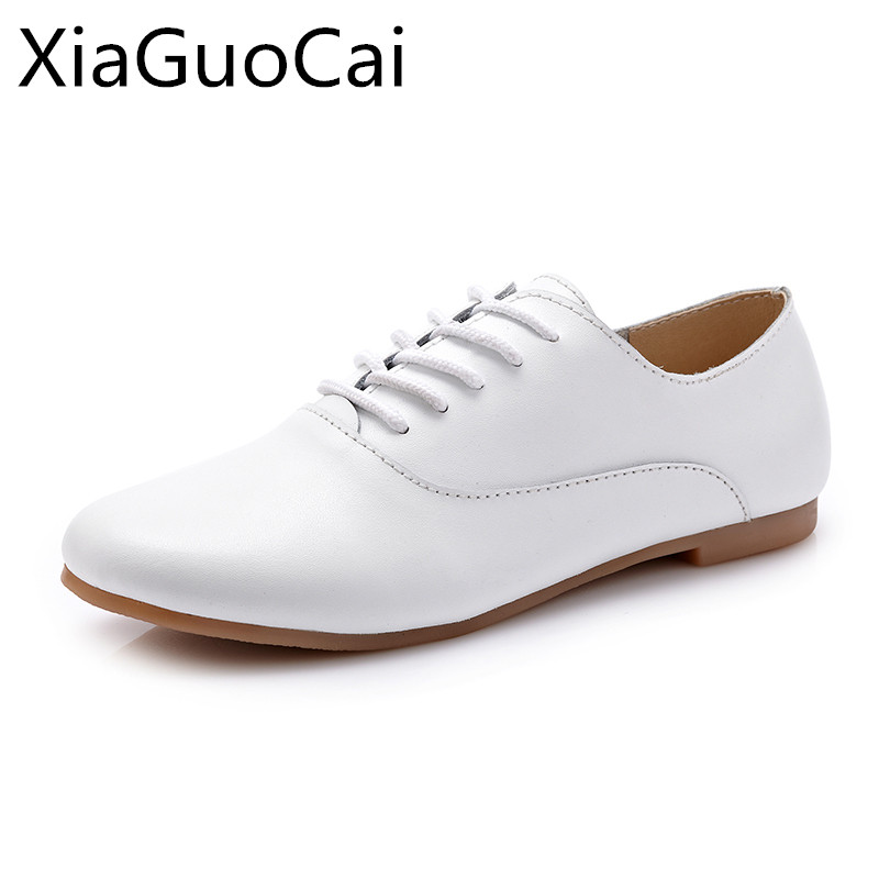 Brand Vrouwen Flats Lace Up Casual Oxfords Ballerina Vrouwelijke Casual Schoenen Mocassins Wit Schoenen Lu7 35