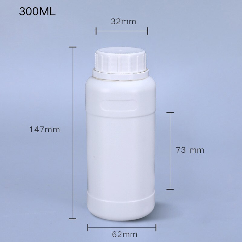Round Plastic bottle with Lid Empty storage container for Disinfection Alcohol Food Grade HDPE material 1PCS: 300ml white