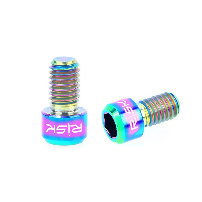 RISIKO 2 stücke M6x10mm Fahrrad Bremse Draht Befestigung Schrauben Titan Fahrrad Inneren Kabel Drücken Schraube MTB Rennrad Brems Linie bolzen Schrauben: Regenbogen