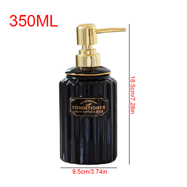 Ceramic Soap Dispenser Bottle White Large-capacity Shower Gel Shampoo Press Bottle Fillable Bathroom Empty Bottle: conditioner black