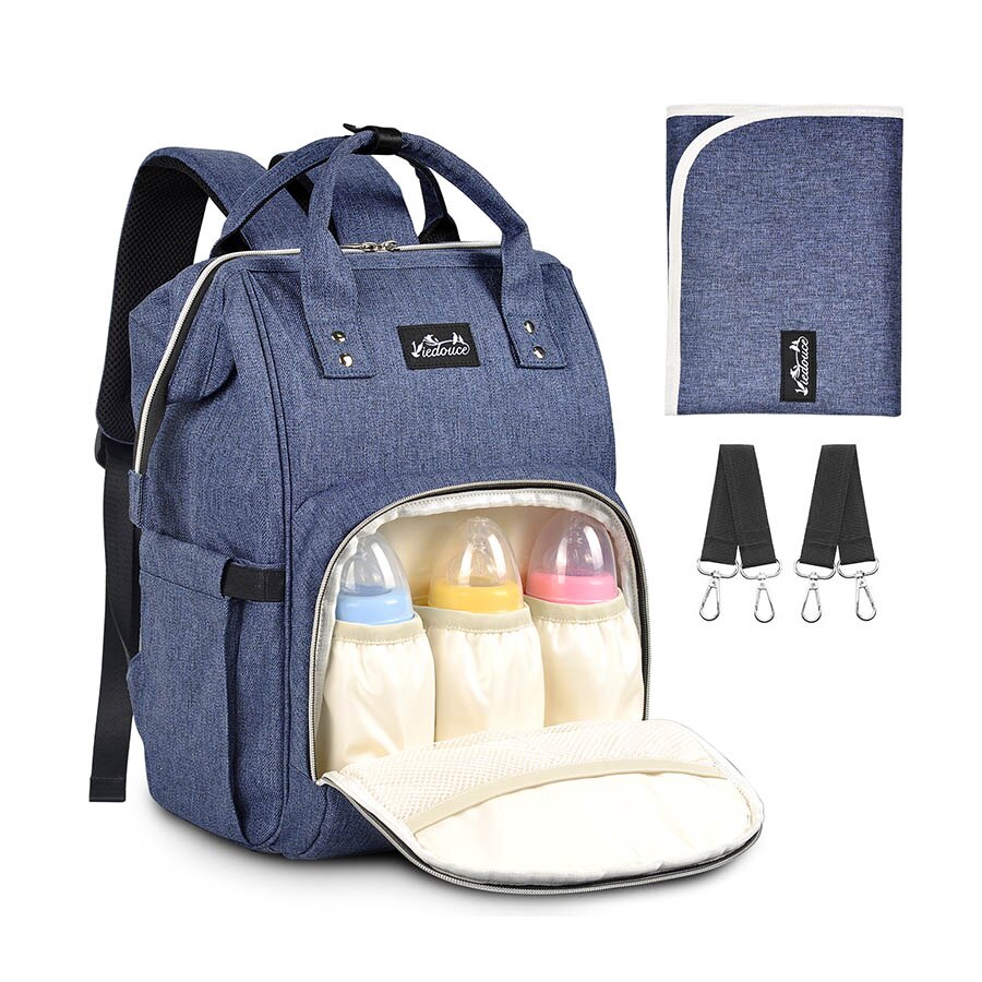 Viedouce thermal insulated school lunch bag travel usb diaper kid men women office lunch cooler box bag for women men kids lunch: Diaper bag blue