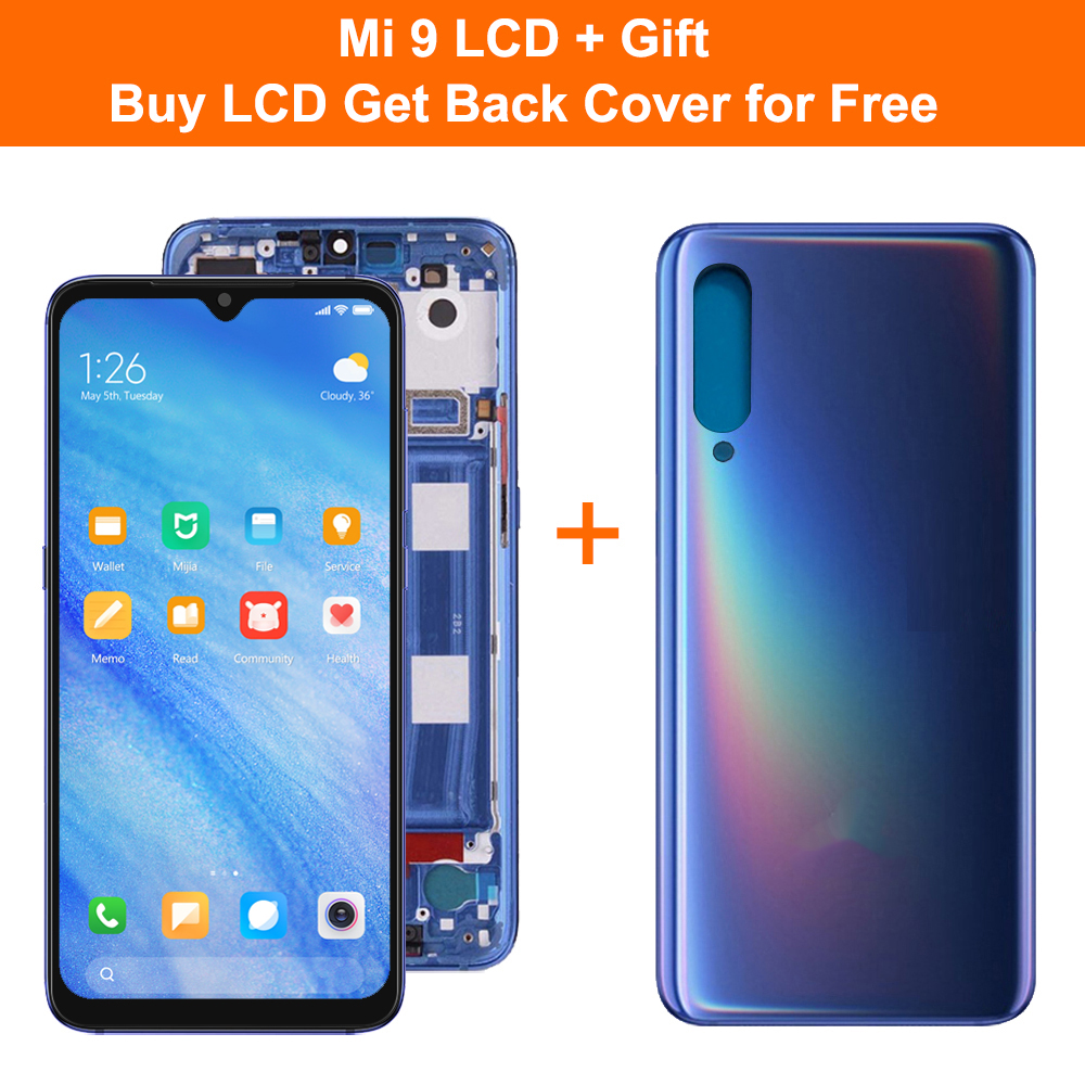AMOLED For Xiaomi Mi 9 Mi9 LCD Display Touch Screen Digitizer Assembly With Frame For Xiaomi Mi9 M1902F1G Screen Replacement: Khaki