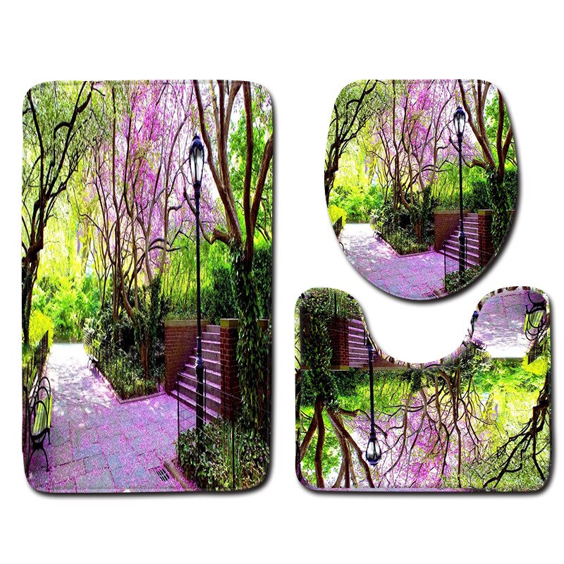 Rose Gedrukt Badmat Voor Bad Tapijt In De Badkamer Thuis Decoratie Mat Toilet Seat Cover Mat Microfiber Douche Vloer mat Set: 3PCS3 / Large 3PCS