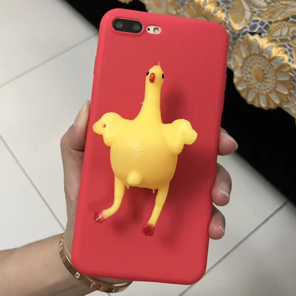Heyytle 3D Squishy Chicken Phone Cover For Apple iPhone X 8 7 6S 6 Plus 5 5S 5C SE Case Stress Reliever Patterned Soft TPU Cases