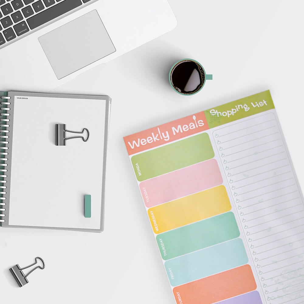 Weekly Meal Planner and Grocery List Magnetic Notepads - 7" x 10" Meal Planning Pad with Tear Off Shopping List for Convenient S
