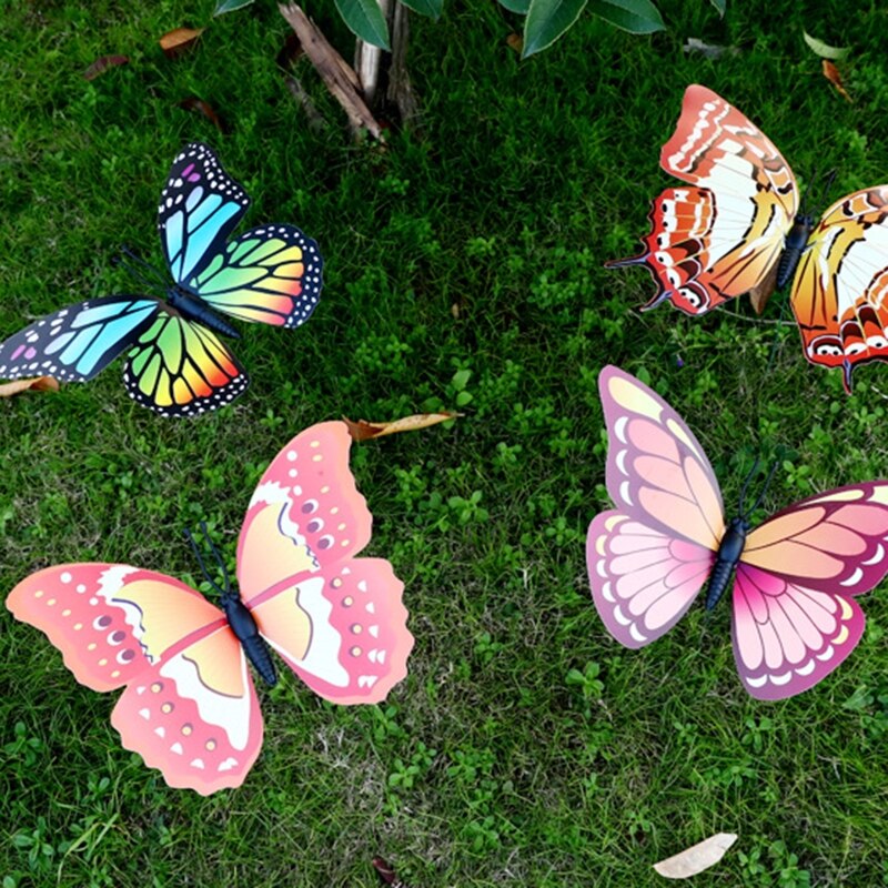 Q1JB-estacas de mariposa artificiales, adornos decorativos para jardín de 11,8 pulgadas, impermeables, para Patio exterior, cama de flores