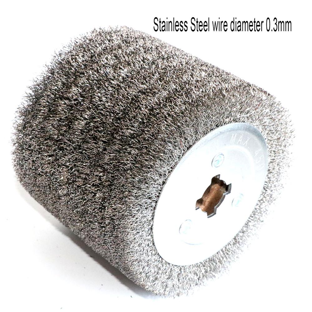 1 st rostfritt stål borsthjul trä öppen färg polering avgräshjul för elektrisk randmaskin