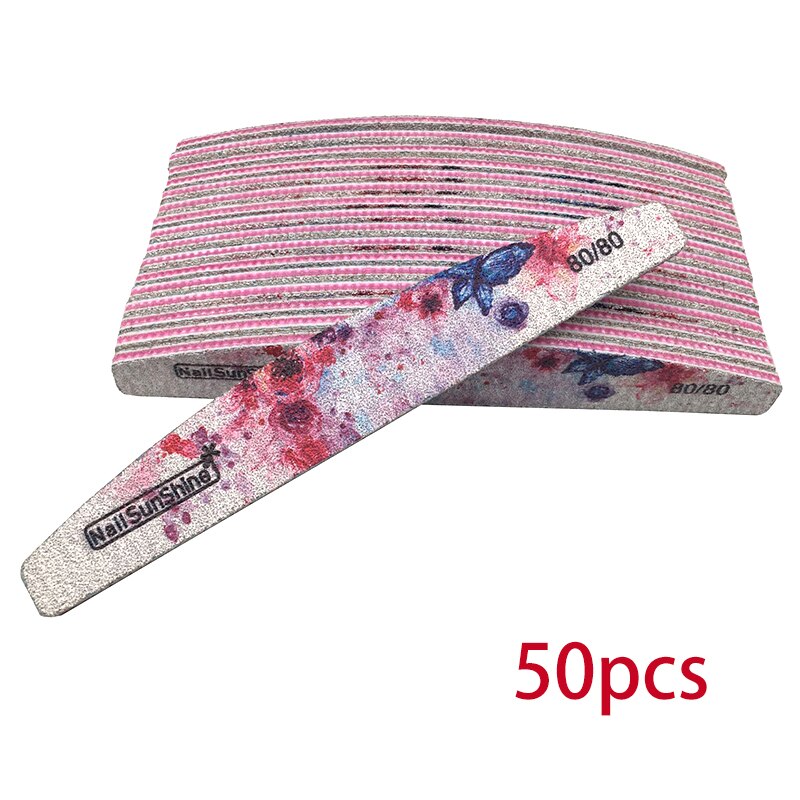 25/50pcs Nail File 80/100/150/180/240/320 Thick Nail Buffer Sandpaper Nail Gel Polish File Flower Sanding Tools: 80 Grit 50pcs