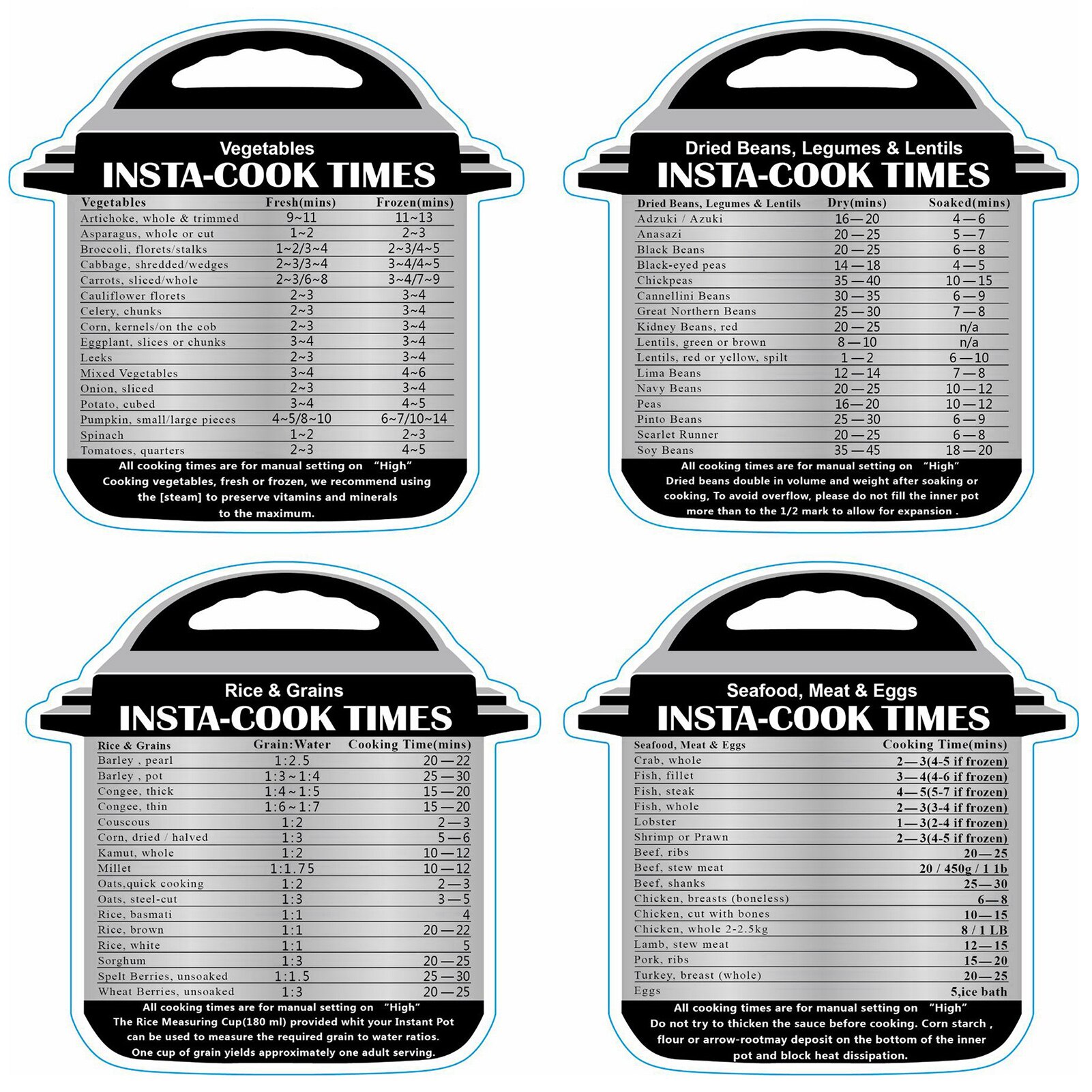 4Pcs Cooking Times Chart Magnetic Oil Resistant Schedule Perfect Air Fryer Accessories For Your Quick Reference: Default Title