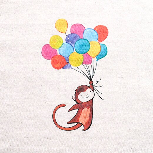 Zakka bomuld og hamp stof håndtrykt lærred spisemåtte musemåtte forklæde ballon abe og brillekanin: Ballon abe