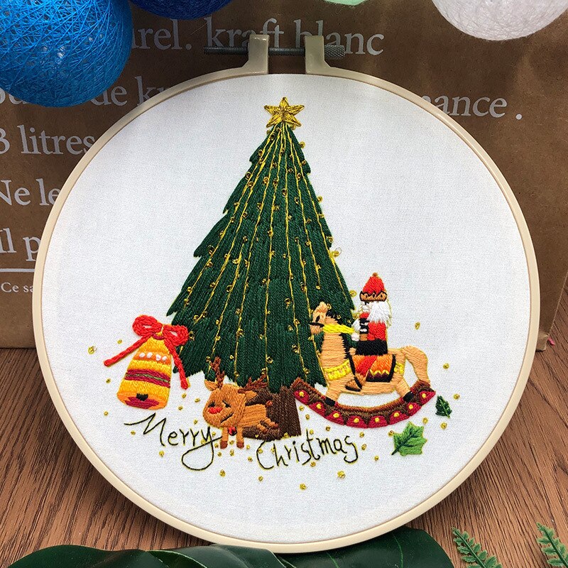DIY Easy Christmas Embroidery Set for Beginner Paintings Needlework Cross Stitch Needlework Art Craft Sewing Home Decor: No.1