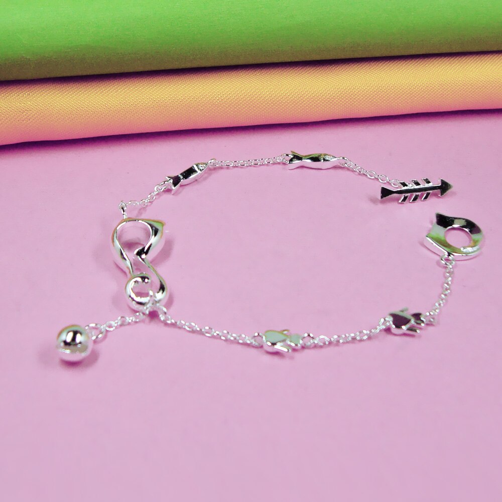 100% 925 Sterling silber Einfache nette katze Fußkettchen Für Frauen Mädchen Freund Fuß Schmuck Bein Armbinde 23cm Barfuß Schmuck