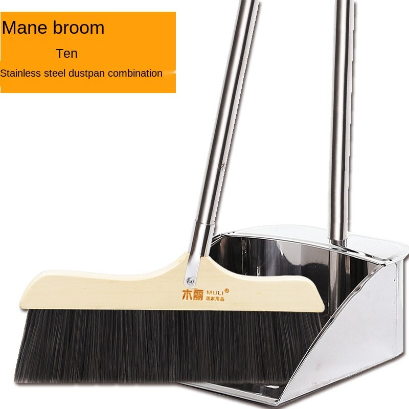 Sweeping Broom Bristle Hair Brush Dustpan Set Household Single Broom Combo Soft Hair Brush Hair Marvelous Wiper: Dark Gray