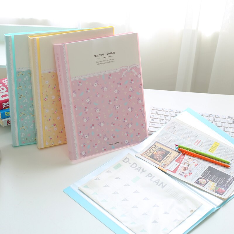 Deli Verse Bloem Papier Bestand Houders A4 Document Houder Papier Map Opslag Bindmiddel Pouch Pakket Kantoor School 30/40/60 Pagina 'S