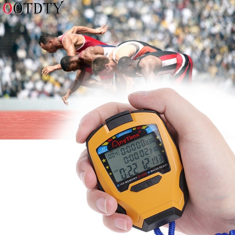 Stopwatch 3 Rows 100 Laps 1/1000 Seconds Digital Sport Counter Timer Athletics Stopwatch