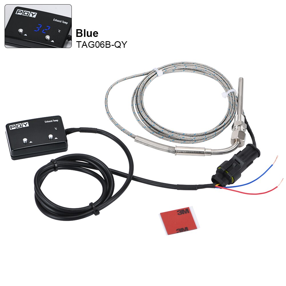 Auton pakokaasun lämpömittari pakokaasumittari digitaalinen anturilla ulkoinen lämpötila-anturi turbo 4wd hilux patrol egt ht-tag 06- qy: Sininen