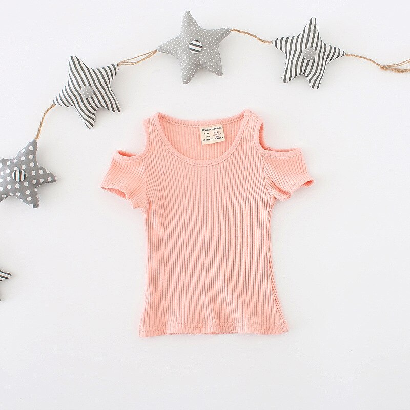 V-tree baby piger tøj sommer t-shirts til piger bare skuldre t-shirt bluse småbørn børn overdele t-shirts piger tøj 2-6y