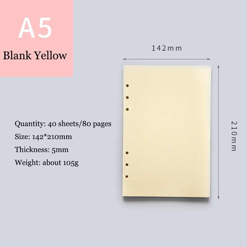 Recharge Papier 200 Feuilles Blanc 120g/m² Pour Agenda Mini 5 Anneaux - 67x105mm 400 Pages