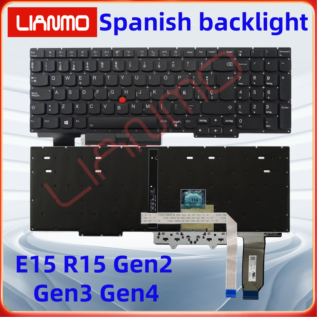Clavier d'ordinateur portable américain/royaume-uni/russe/français/espagnol/italie adapté au clavier rétro-éclairé Lenovo Thinkpad E15 R15 Gen2 Gen3 Gen4: COFFEE