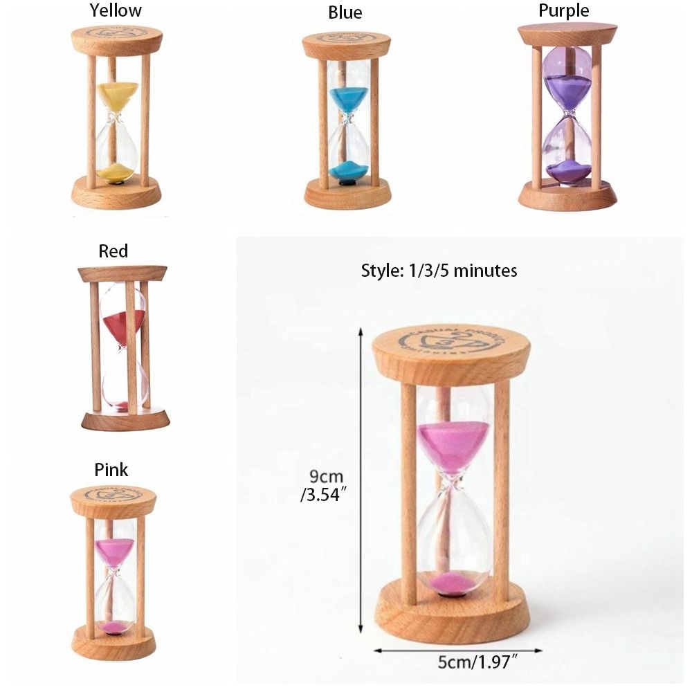 Langlebige, stabile Verbindung, Holz-Sanduhr, Holz, 1/3/5 Minuten, runde Sanduhr-Timer, 5 Farben, keine Verformung, Küche