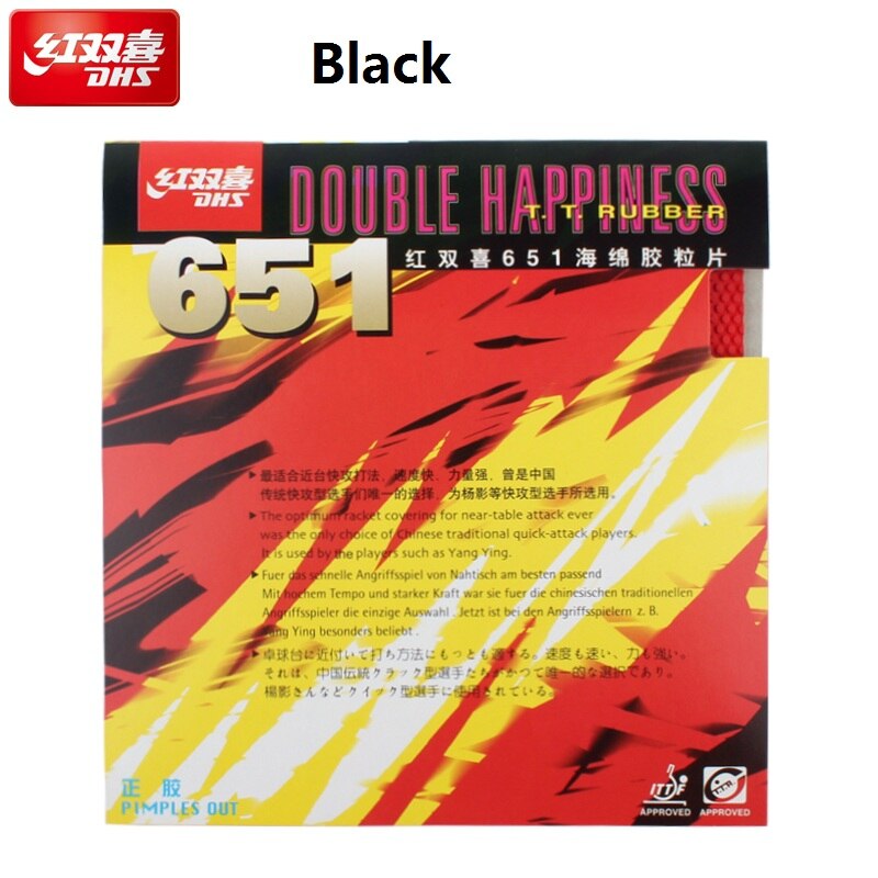 DHS 651 # (ataque rápido) puntos pequeños tenis de mesa (PingPong) Goma con esponja: Black