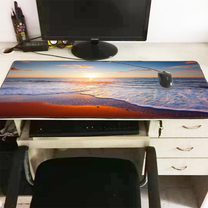 XGZ Beach Colorful Clouds Sea Scenery Large Mouse Pad Gamer Gaming Mouse Pad Computer Mousepad Keyboard Desk Mat 90X40CM/30X60CM