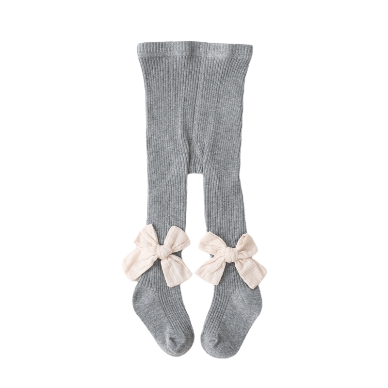 0-4y outono inverno kawaii adorável bebê menina meia-calça collants tricô bowknot inferior malhas quentes calças leggings 5 cores: Cinza / 18-20 for 6-12M